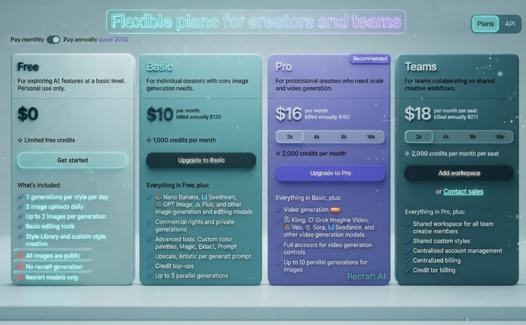 Recraft AI Pricing